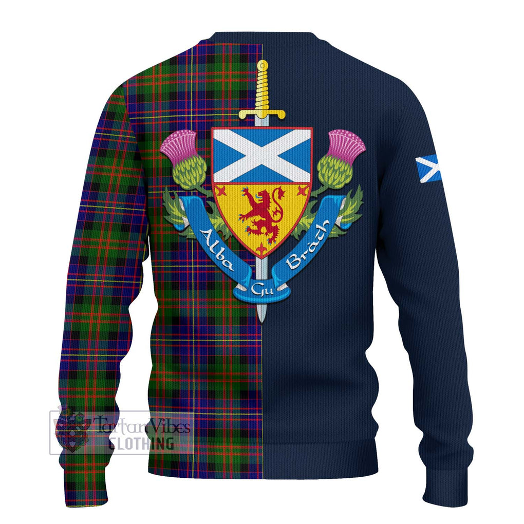 Tartan Vibes Clothing Cameron of Erracht Modern Tartan Knitted Sweater with Scottish Lion Royal Arm Half Style