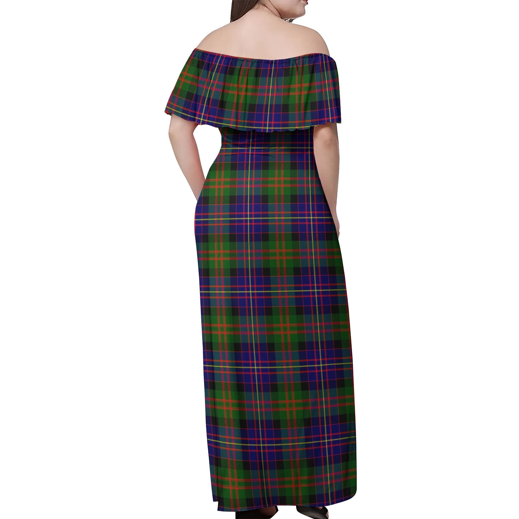 Cameron of Erracht Modern Tartan Off Shoulder Long Dress - Tartanvibesclothing