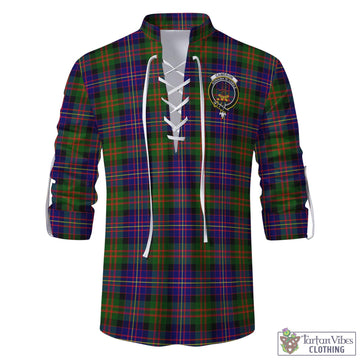 Cameron of Erracht Modern Tartan Men's Scottish Traditional Jacobite Ghillie Kilt Shirt with Family Crest