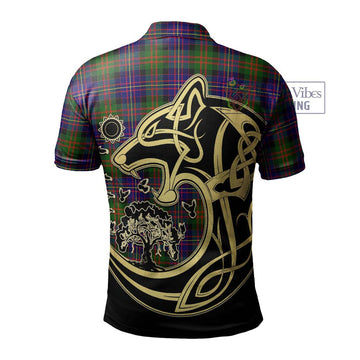 Cameron of Erracht Modern Tartan Polo Shirt with Family Crest Celtic Wolf Style