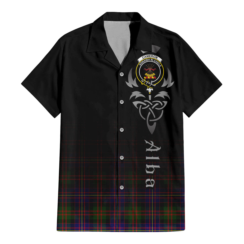 Tartan Vibes Clothing Cameron of Erracht Modern Tartan Short Sleeve Button Up Featuring Alba Gu Brath Family Crest Celtic Inspired