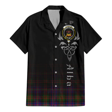 Cameron of Erracht Modern Tartan Short Sleeve Button Up Shirt Featuring Alba Gu Brath Family Crest Celtic Inspired