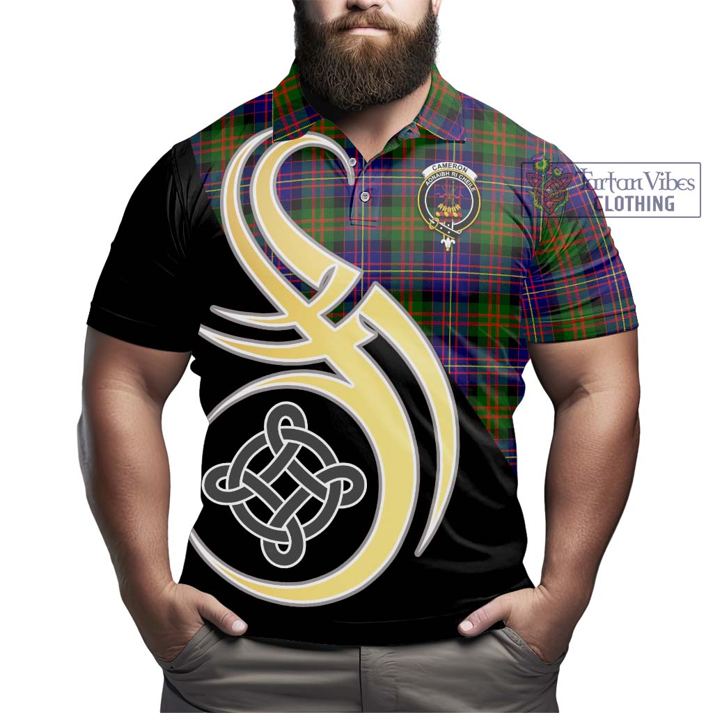 Cameron of Erracht Modern Tartan Polo Shirt with Family Crest and Celtic Symbol Style - Tartan Vibes Clothing