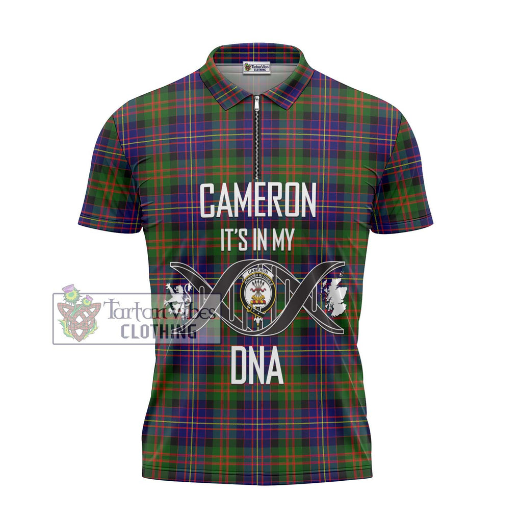 Cameron of Erracht Modern Tartan Zipper Polo Shirt with Family Crest DNA In Me Style - Tartanvibesclothing Shop