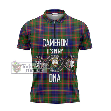 Cameron of Erracht Modern Tartan Zipper Polo Shirt with Family Crest DNA In Me Style