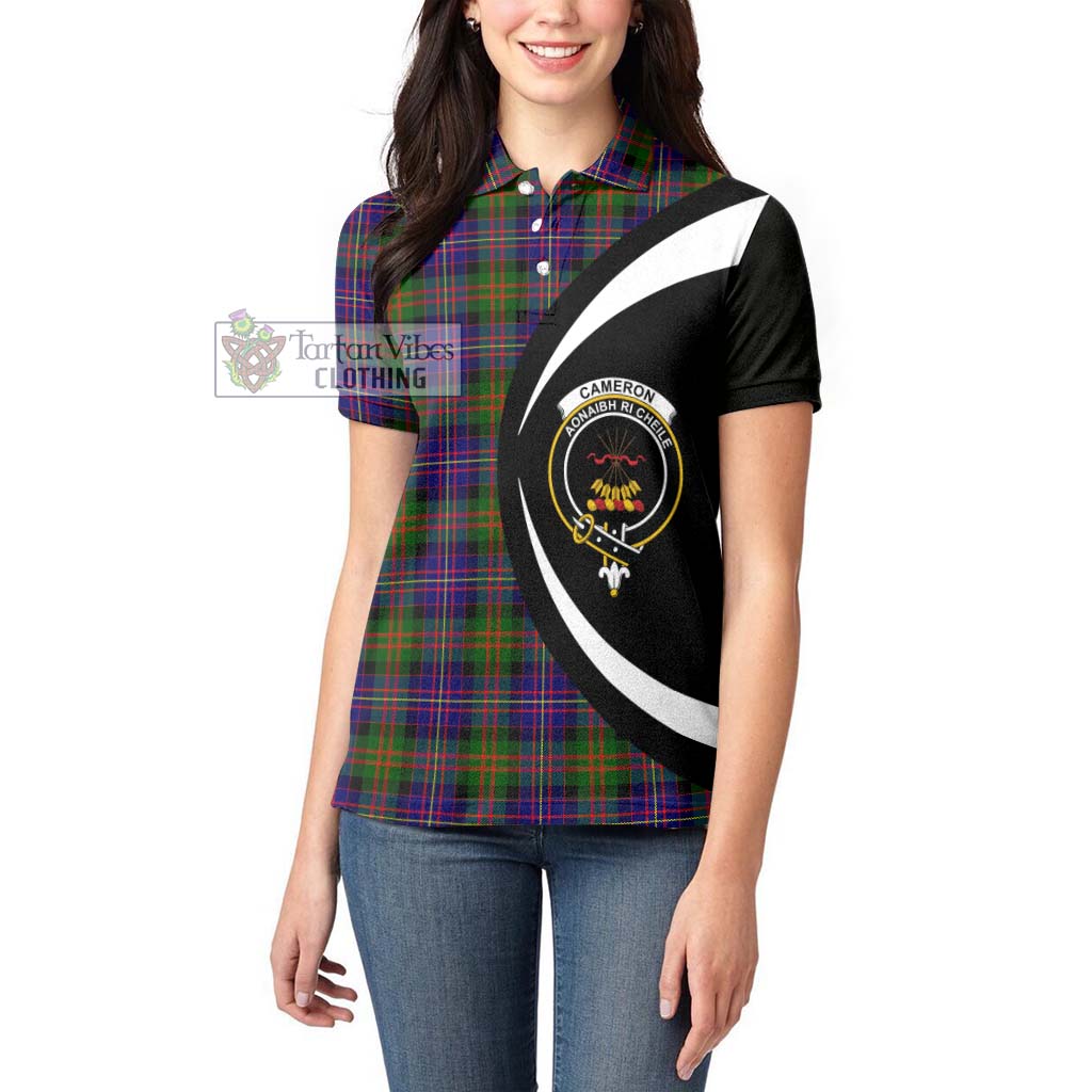 Cameron of Erracht Modern Tartan Women's Polo Shirt with Family Crest Circle Style - Tartan Vibes Clothing