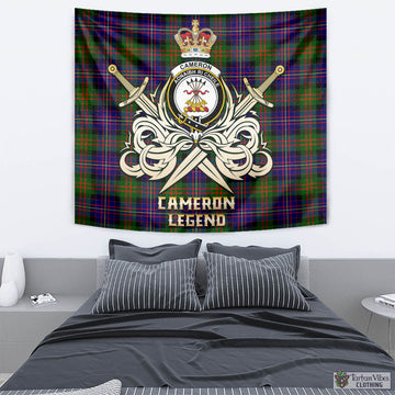 Cameron of Erracht Modern Tartan Tapestry with Clan Crest and the Golden Sword of Courageous Legacy