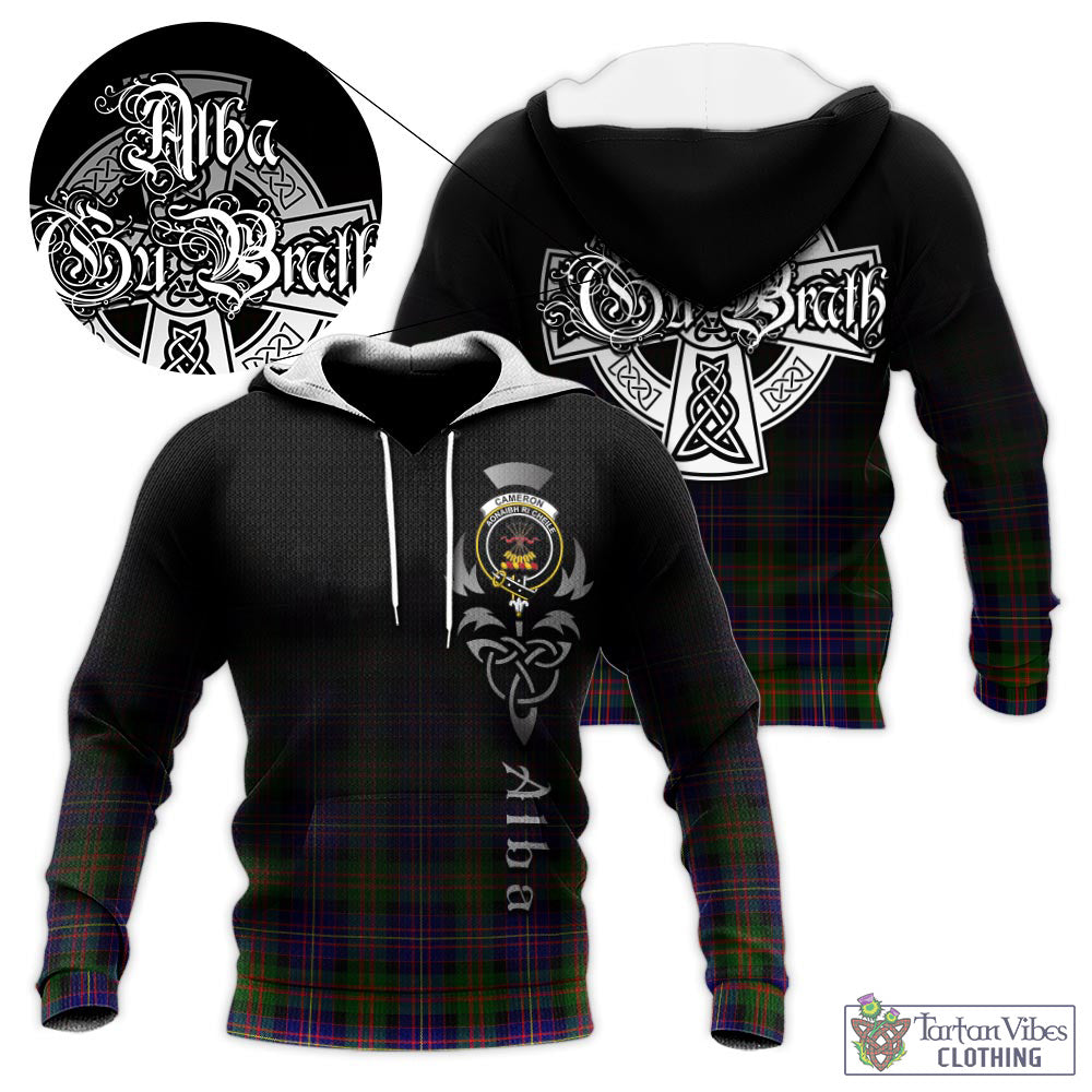 Tartan Vibes Clothing Cameron of Erracht Modern Tartan Knitted Hoodie Featuring Alba Gu Brath Family Crest Celtic Inspired