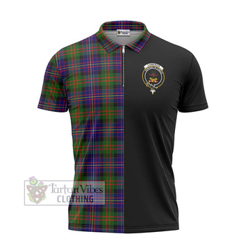 Cameron of Erracht Modern Tartan Zipper Polo Shirt with Family Crest and Half Of Me Style