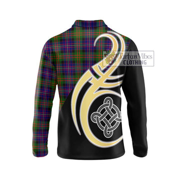 Cameron of Erracht Modern Tartan Long Sleeve Polo Shirt with Family Crest and Celtic Symbol Style