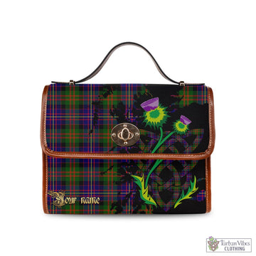 Cameron of Erracht Modern Tartan Waterproof Canvas Bag with Scotland Map and Thistle Celtic Accents