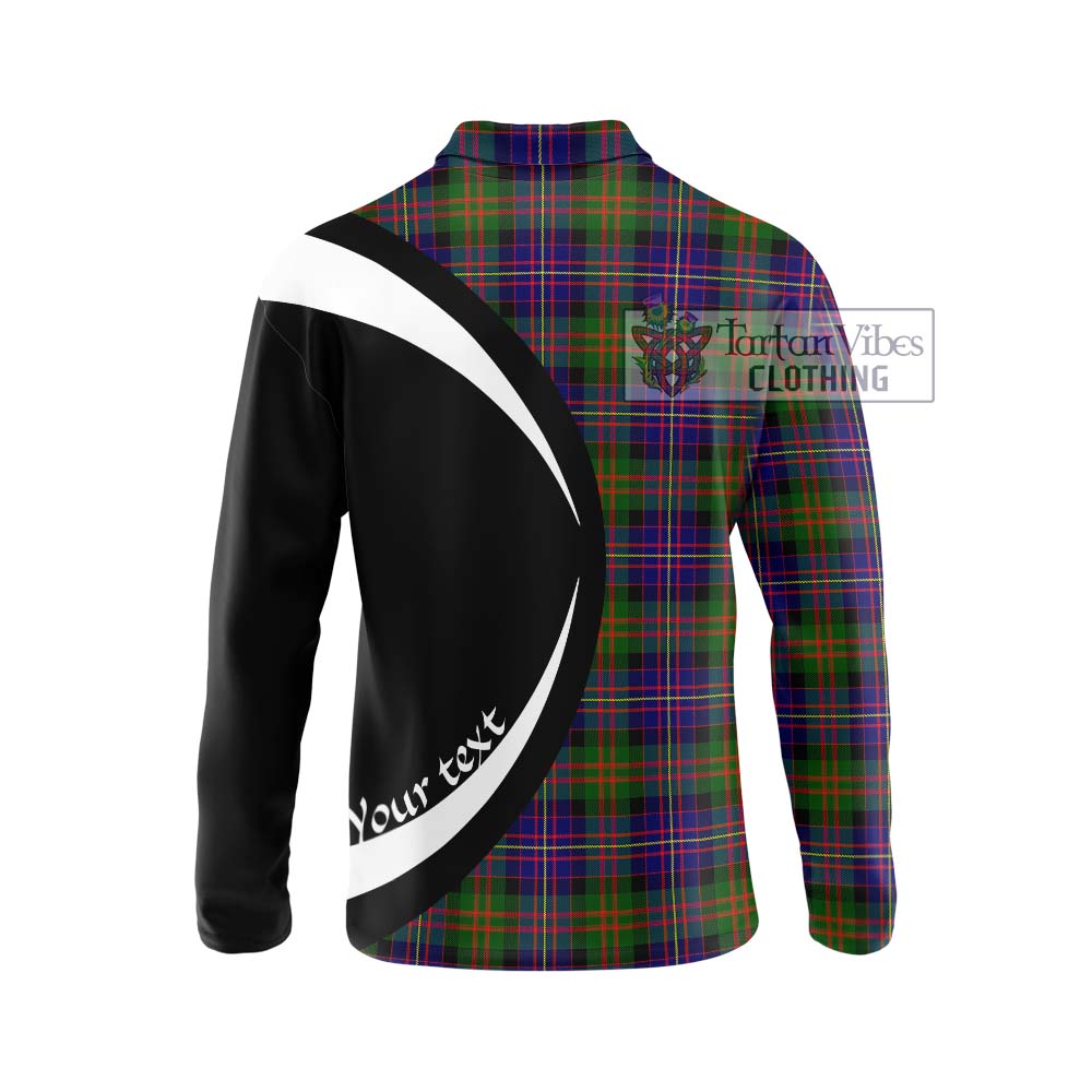 Cameron of Erracht Modern Tartan Long Sleeve Polo Shirt with Family Crest Circle Style - Tartan Vibes Clothing