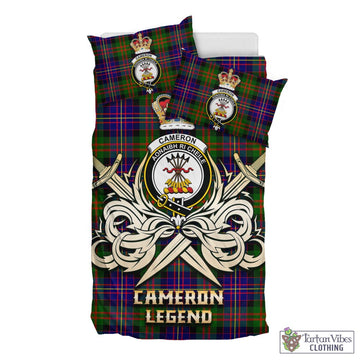 Cameron of Erracht Modern Tartan Bedding Set with Clan Crest and the Golden Sword of Courageous Legacy