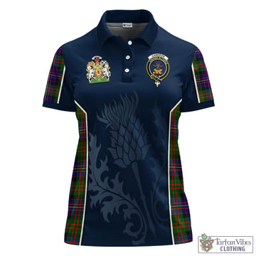 Cameron of Erracht Modern Tartan Women's Polo Shirt with Family Crest and Scottish Thistle Vibes Sport Style