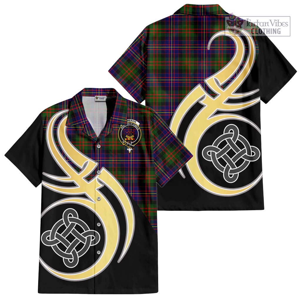 Cameron of Erracht Modern Tartan Short Sleeve Button Shirt with Family Crest and Celtic Symbol Style - Tartan Vibes Clothing