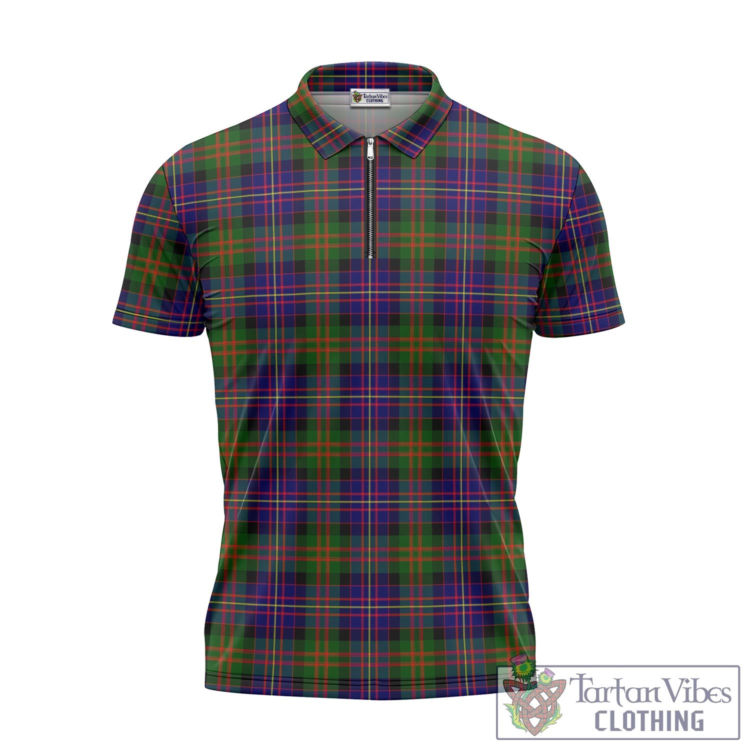 Tartan Vibes Clothing Cameron of Erracht Modern Tartan Zipper Polo Shirt