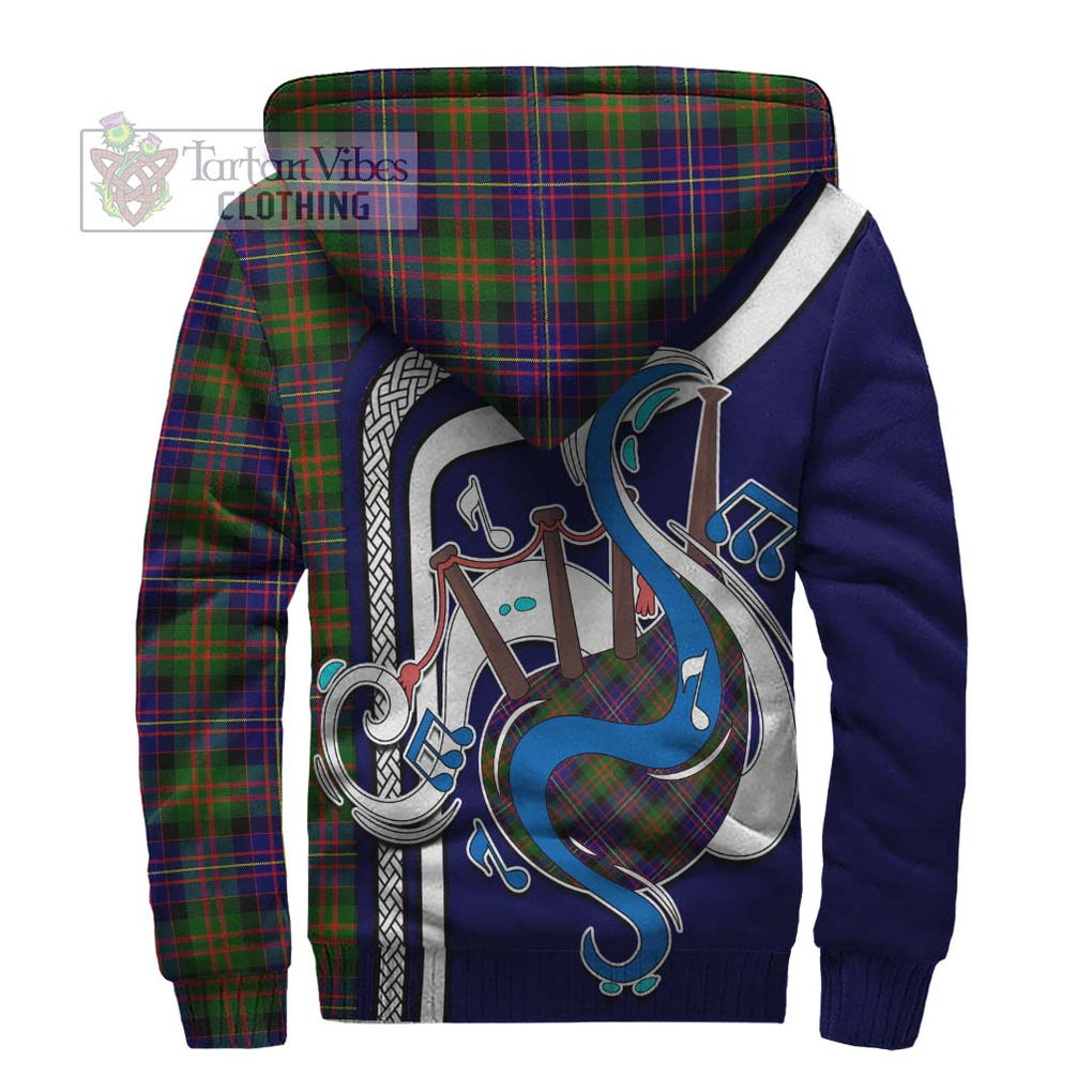 Cameron of Erracht Modern Tartan Sherpa Hoodie with Epic Bagpipe Style - Tartanvibesclothing Shop