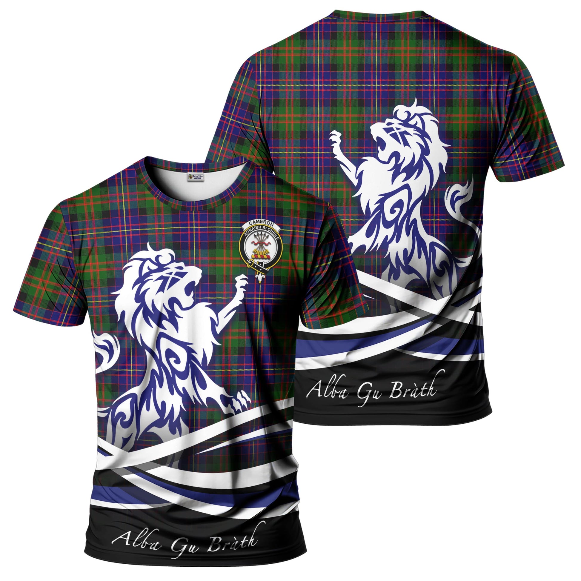 cameron-of-erracht-modern-tartan-t-shirt-with-alba-gu-brath-regal-lion-emblem