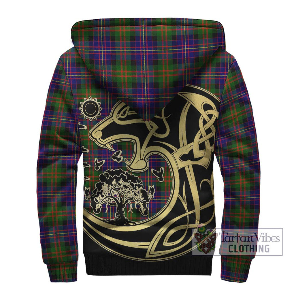 Cameron of Erracht Modern Tartan Sherpa Hoodie with Family Crest Celtic Wolf Style - Tartan Vibes Clothing