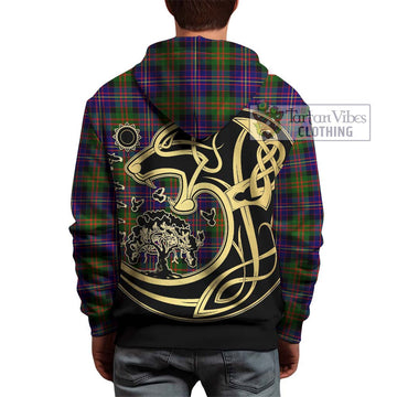 Cameron of Erracht Modern Tartan Hoodie with Family Crest Celtic Wolf Style