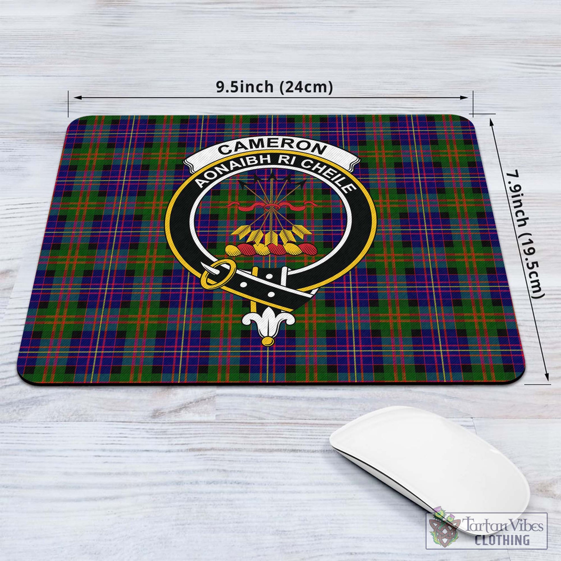 Tartan Vibes Clothing Cameron of Erracht Modern Tartan Mouse Pad with Family Crest