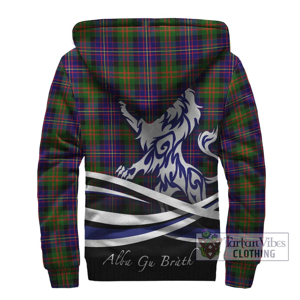 Cameron of Erracht Modern Tartan Sherpa Hoodie with Alba Gu Brath Regal Lion Emblem - Tartanvibesclothing Shop