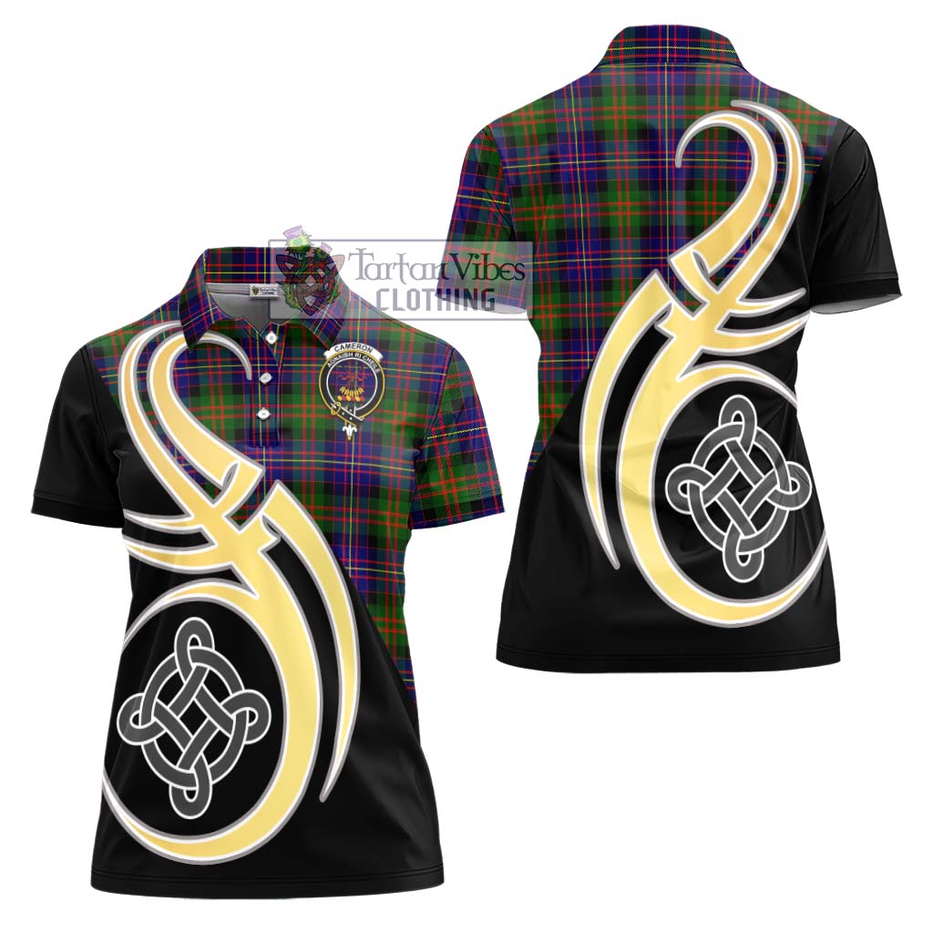 Cameron of Erracht Modern Tartan Women's Polo Shirt with Family Crest and Celtic Symbol Style - Tartan Vibes Clothing