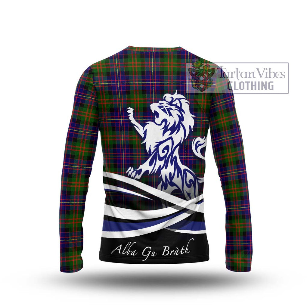 Cameron of Erracht Modern Tartan Long Sleeve T-Shirt with Alba Gu Brath Regal Lion Emblem - Tartanvibesclothing Shop