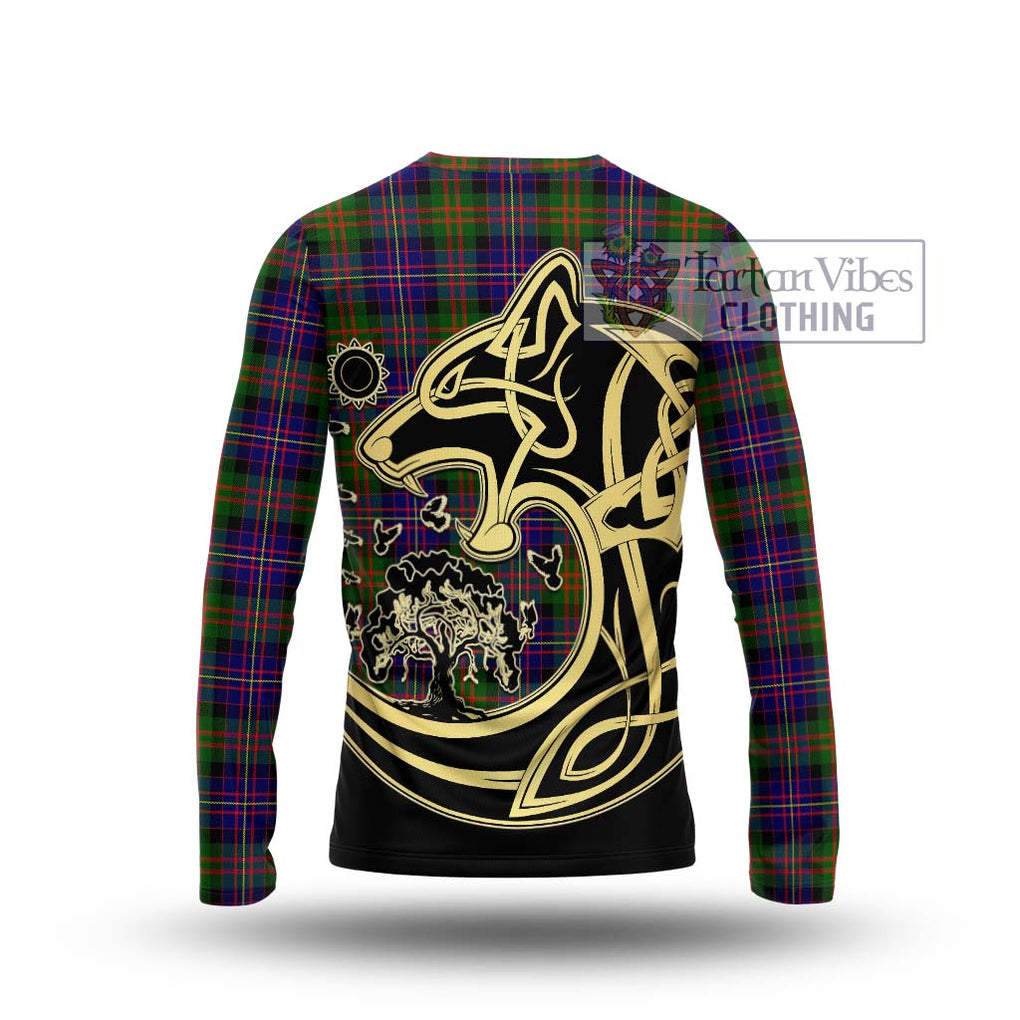 Cameron of Erracht Modern Tartan Long Sleeve T-Shirt with Family Crest Celtic Wolf Style - Tartan Vibes Clothing