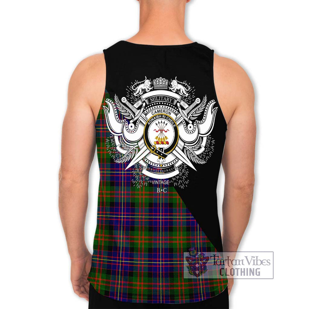 Cameron of Erracht Modern Tartan Men's Tank Top with Family Crest and Military Logo Style - Tartanvibesclothing Shop