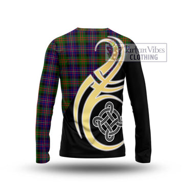 Cameron of Erracht Modern Tartan Long Sleeve T-Shirt with Family Crest and Celtic Symbol Style