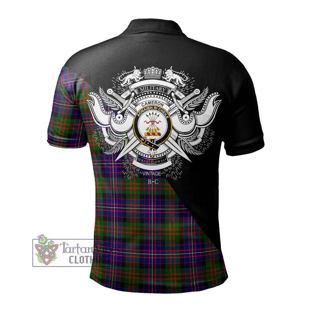 Cameron of Erracht Modern Tartan Polo Shirt with Family Crest and Military Logo Style - Tartanvibesclothing Shop