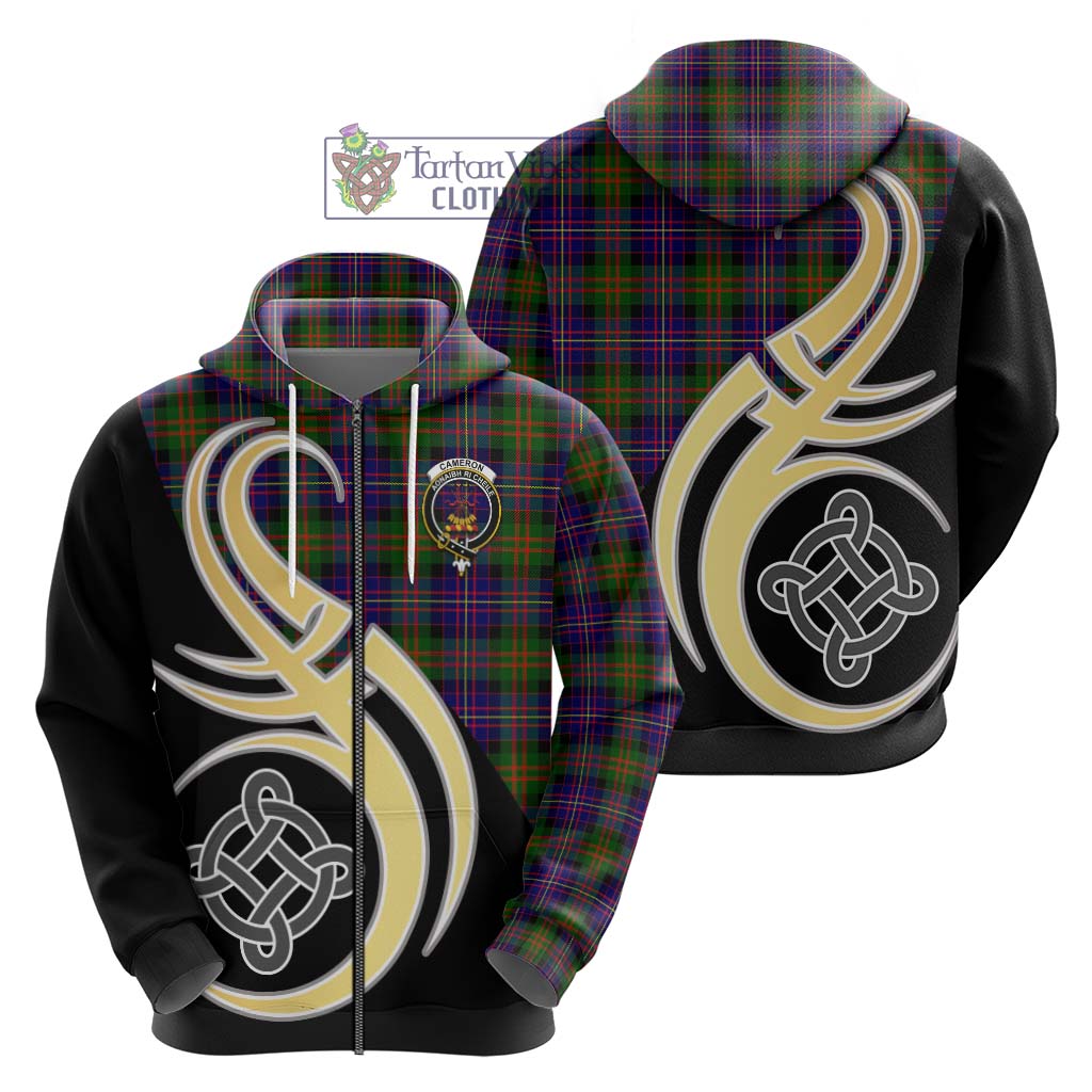 Cameron of Erracht Modern Tartan Hoodie with Family Crest and Celtic Symbol Style - Tartan Vibes Clothing