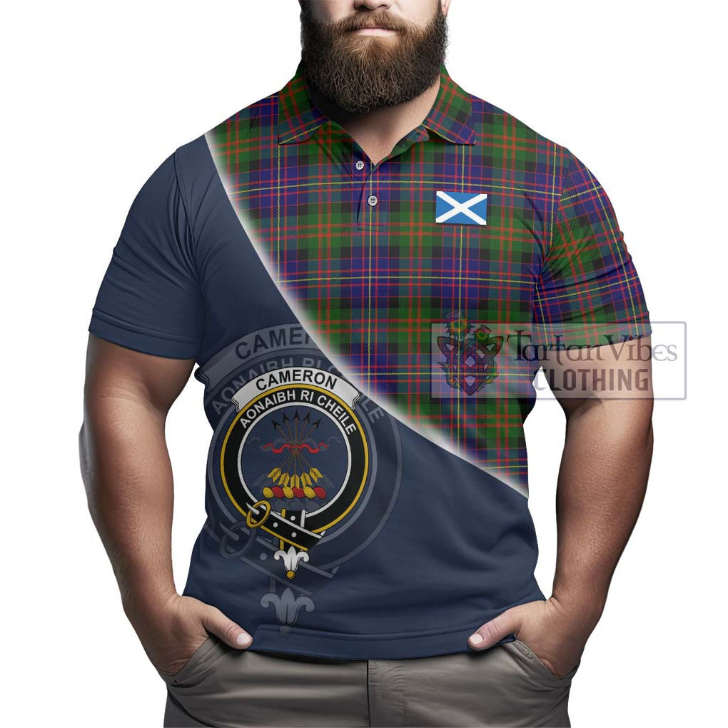 Cameron of Erracht Modern Tartan Polo Shirt with Personalised National Flag and Family Crest Half Style - Tartanvibesclothing Shop