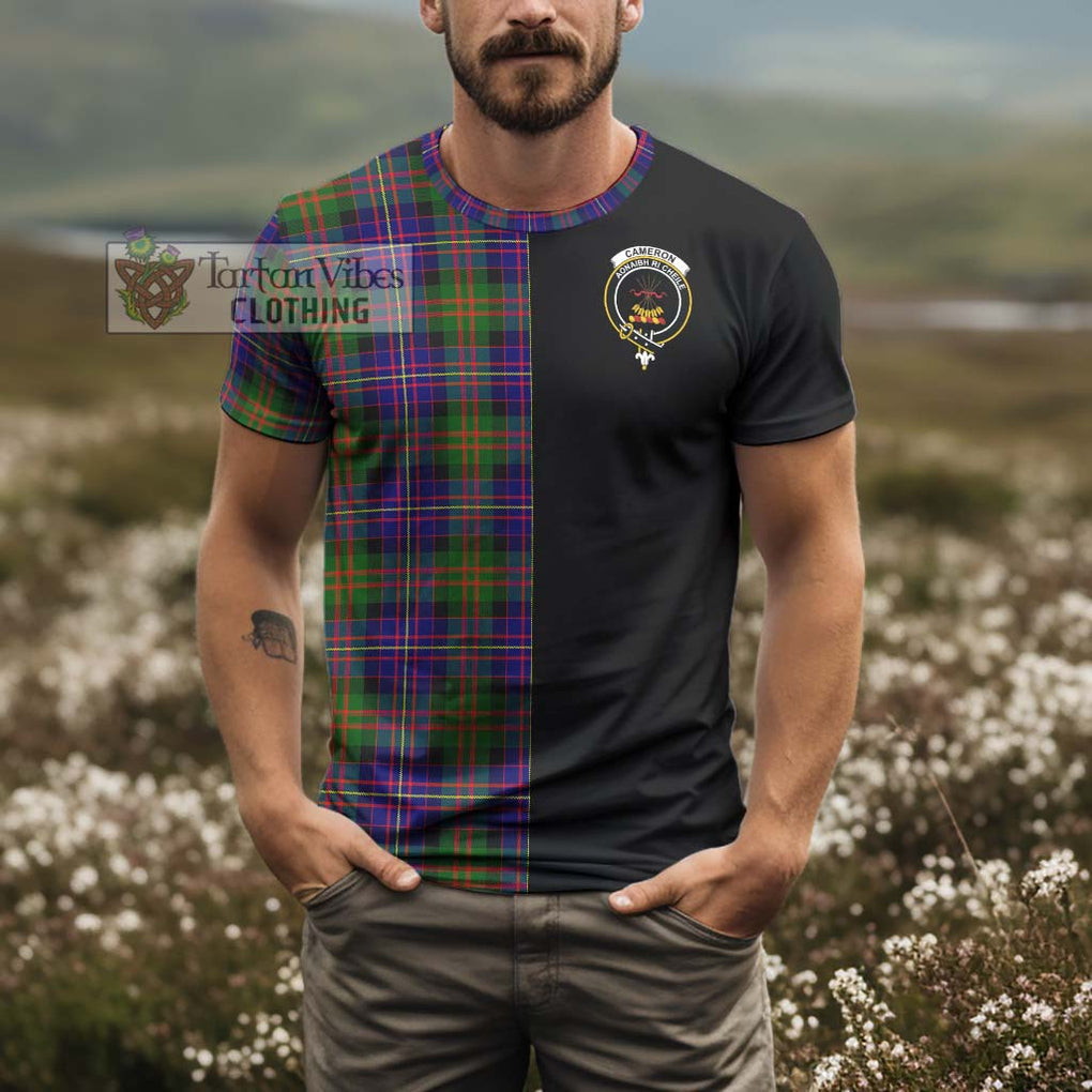 Cameron of Erracht Modern Tartan T-Shirt with Family Crest and Half Of Me Style - Tartanvibesclothing Shop