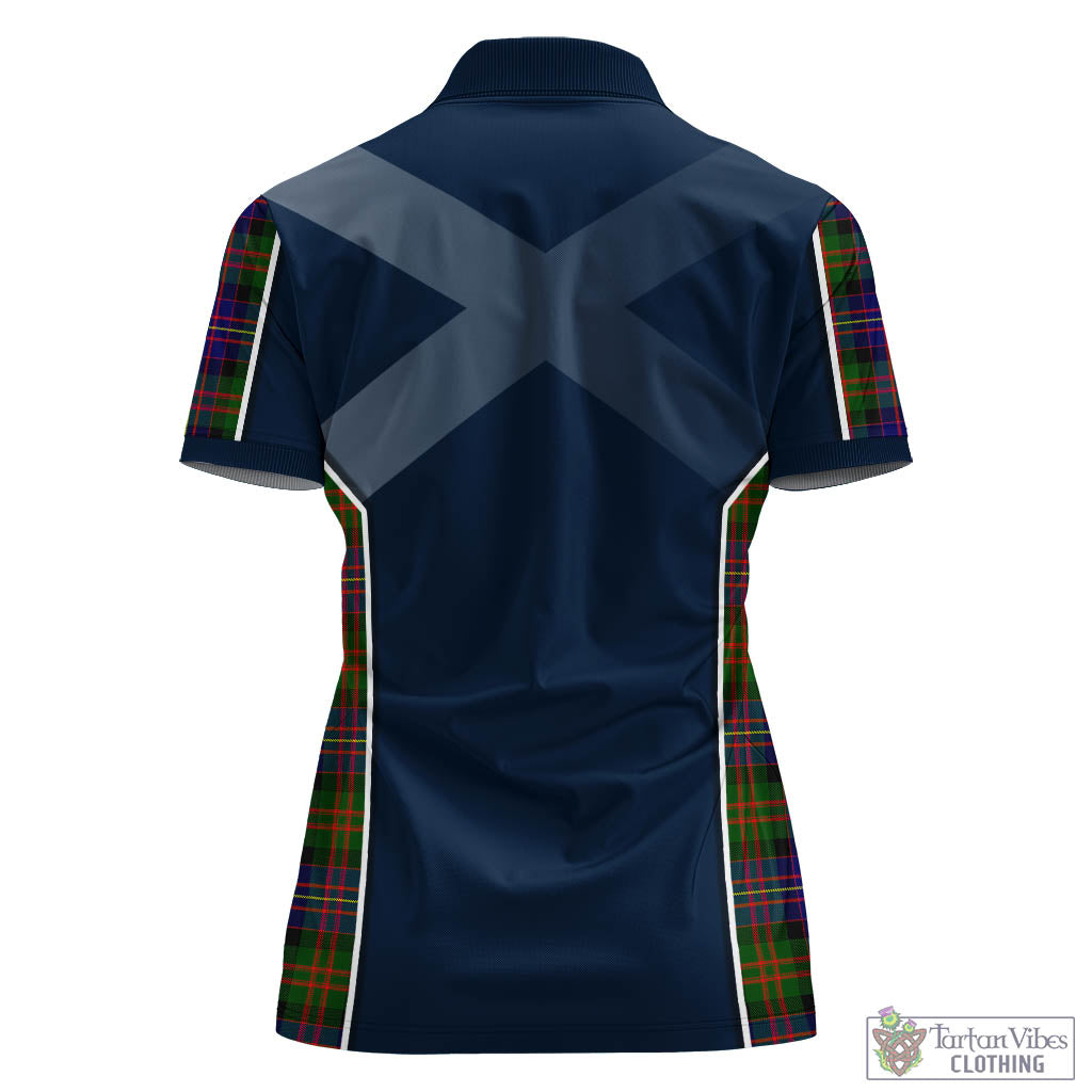 Tartan Vibes Clothing Cameron of Erracht Modern Tartan Women's Polo Shirt with Family Crest and Scottish Thistle Vibes Sport Style