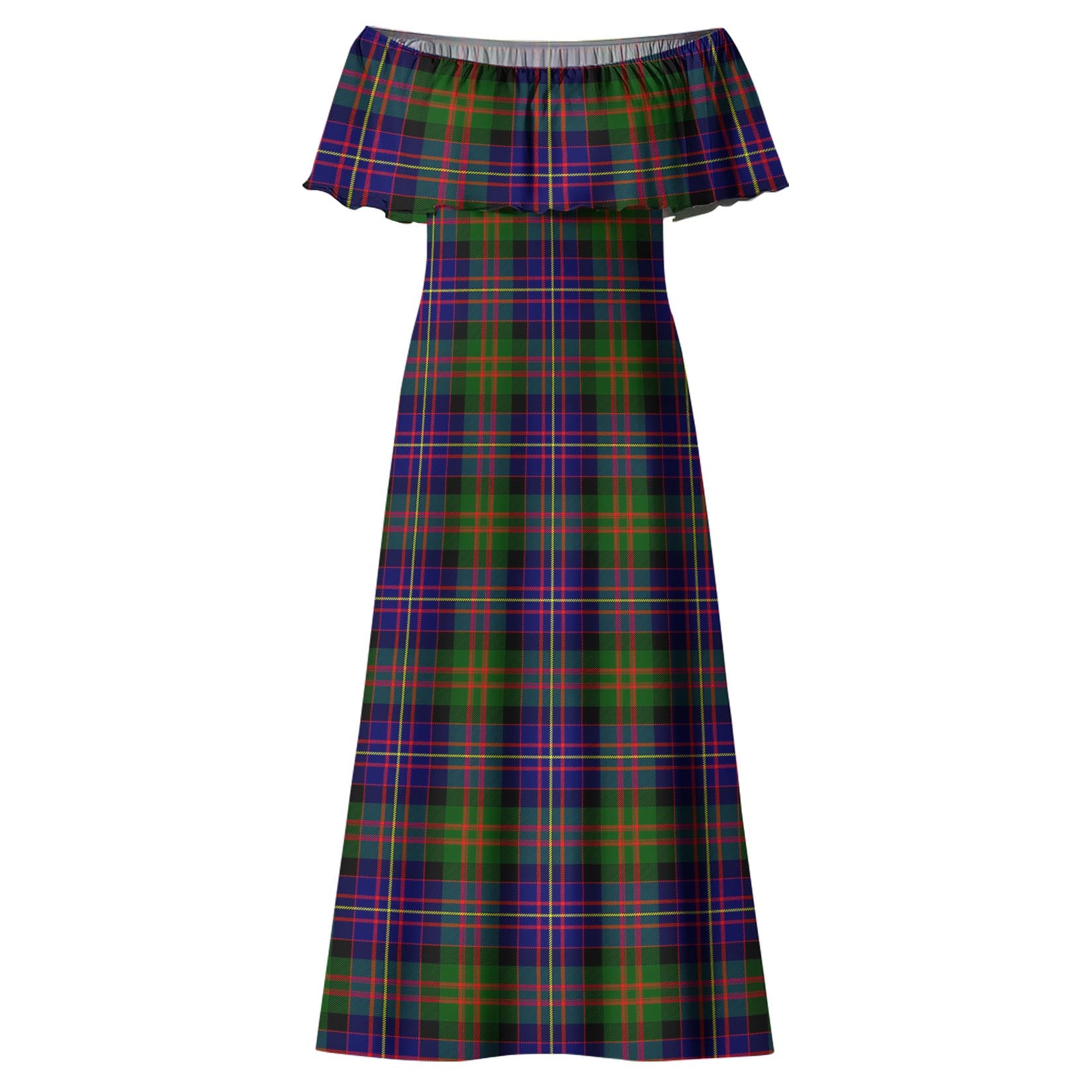 Cameron of Erracht Modern Tartan Off Shoulder Long Dress - Tartanvibesclothing