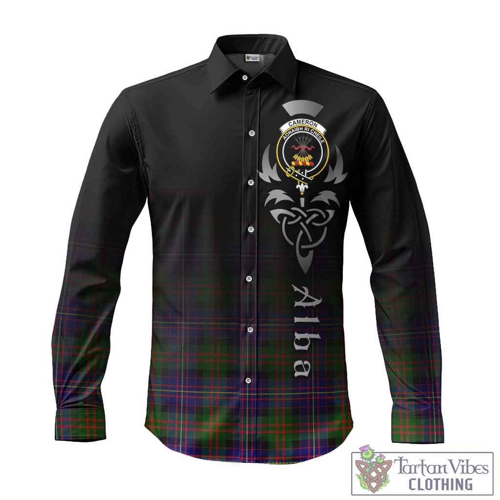 Tartan Vibes Clothing Cameron of Erracht Modern Tartan Long Sleeve Button Up Featuring Alba Gu Brath Family Crest Celtic Inspired