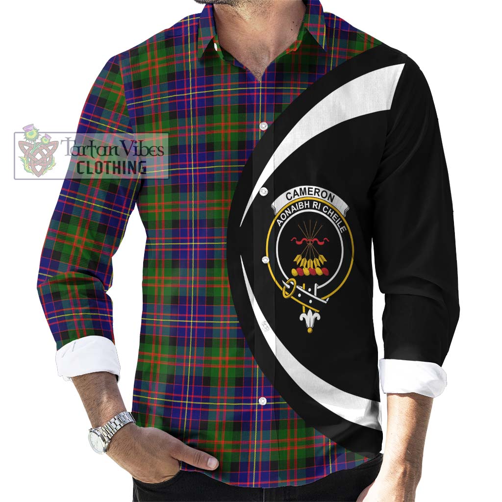 Cameron of Erracht Modern Tartan Long Sleeve Button Up with Family Crest Circle Style - Tartan Vibes Clothing