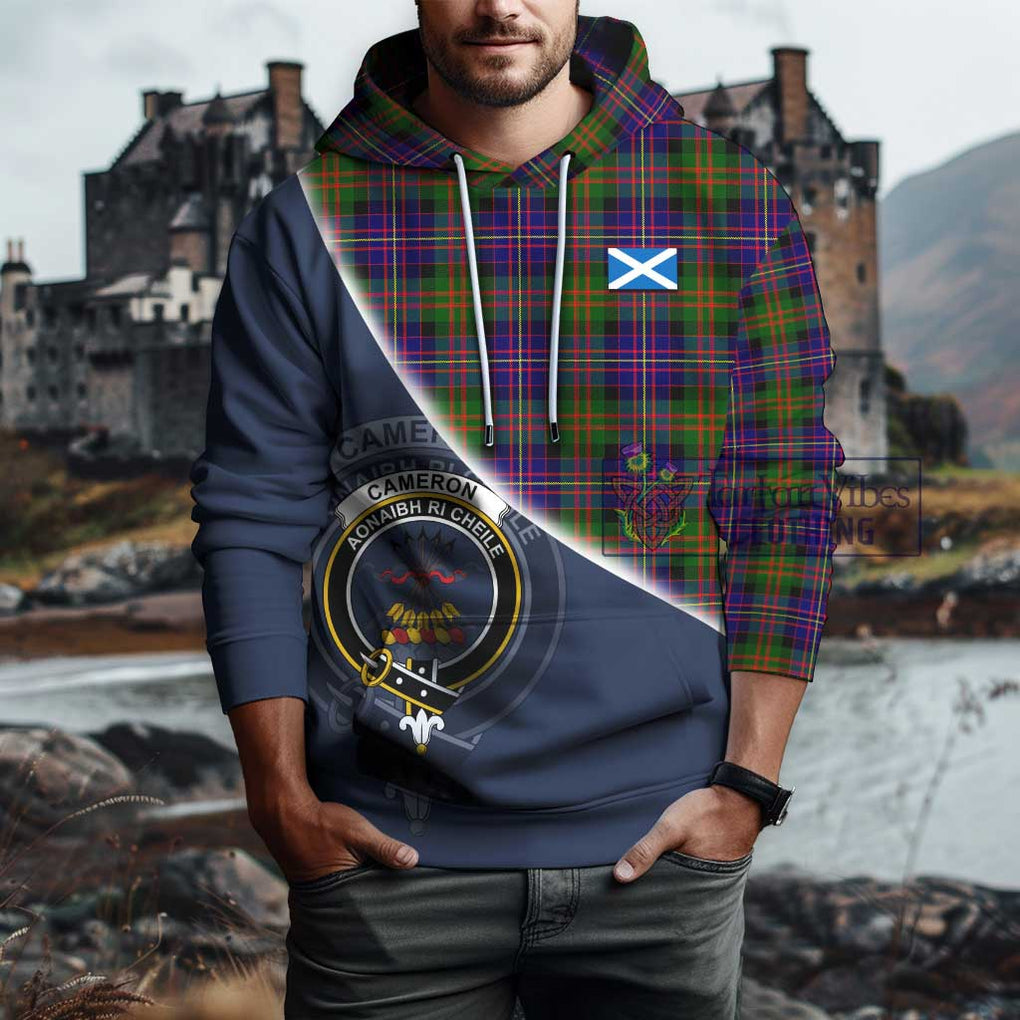 Cameron of Erracht Modern Tartan Hoodie with Personalised National Flag and Family Crest Half Style - Tartanvibesclothing Shop