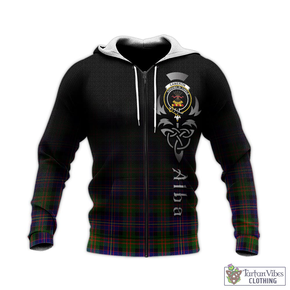 Tartan Vibes Clothing Cameron of Erracht Modern Tartan Knitted Hoodie Featuring Alba Gu Brath Family Crest Celtic Inspired