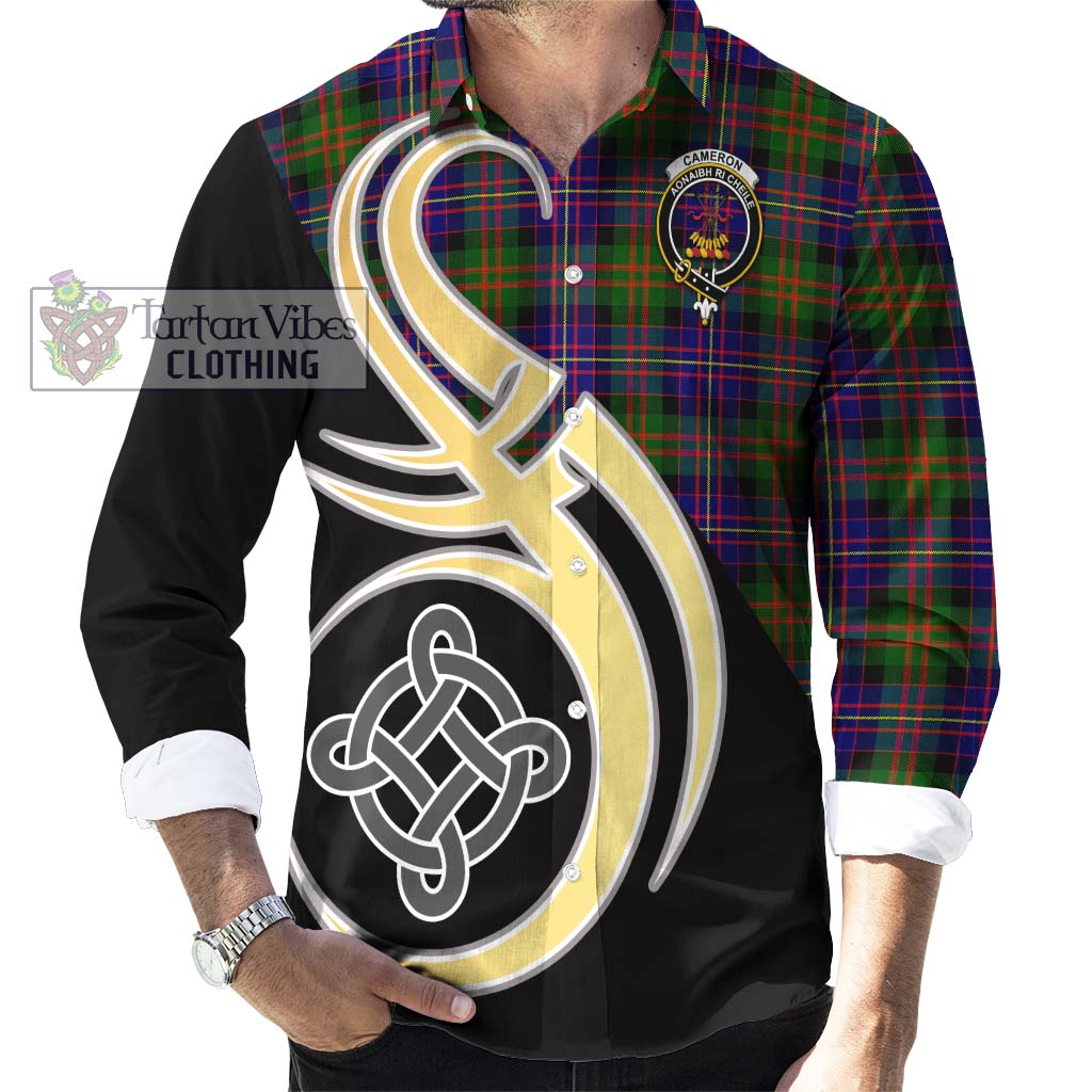 Cameron of Erracht Modern Tartan Long Sleeve Button Shirt with Family Crest and Celtic Symbol Style - Tartan Vibes Clothing