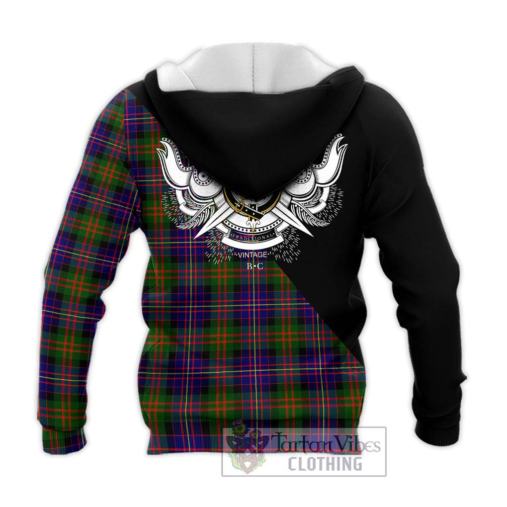 Cameron of Erracht Modern Tartan Knitted Hoodie with Family Crest and Military Logo Style - Tartanvibesclothing Shop