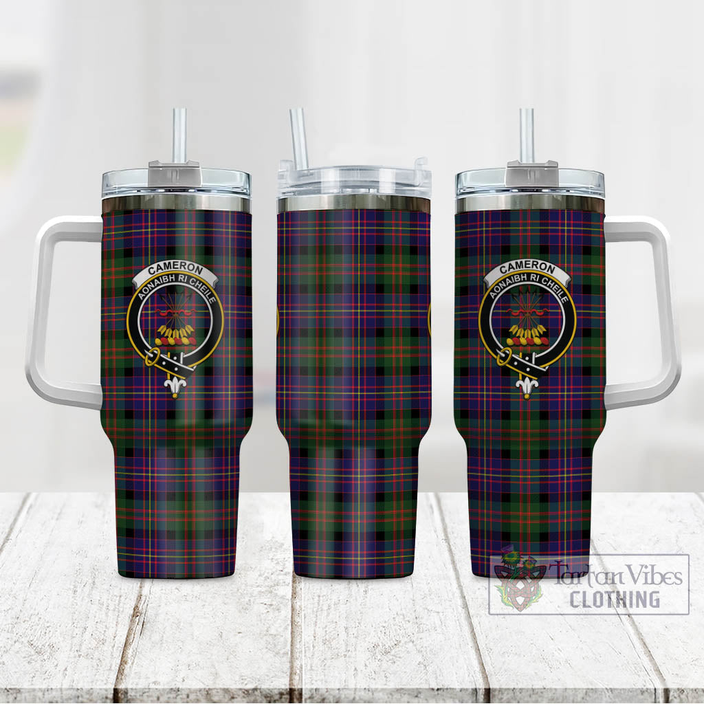 Tartan Vibes Clothing Cameron of Erracht Modern Tartan and Family Crest Tumbler with Handle