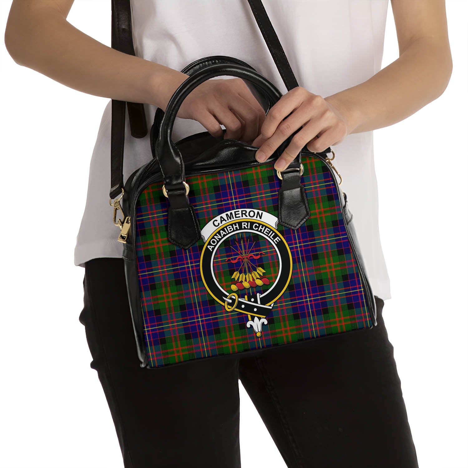 Cameron of Erracht Modern Tartan Shoulder Handbags with Family Crest - Tartanvibesclothing