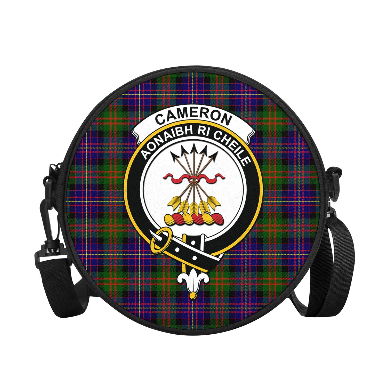 cameron-of-erracht-modern-tartan-round-satchel-bags-with-family-crest