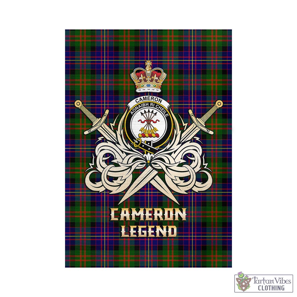 Tartan Vibes Clothing Cameron of Erracht Modern Tartan Flag with Clan Crest and the Golden Sword of Courageous Legacy