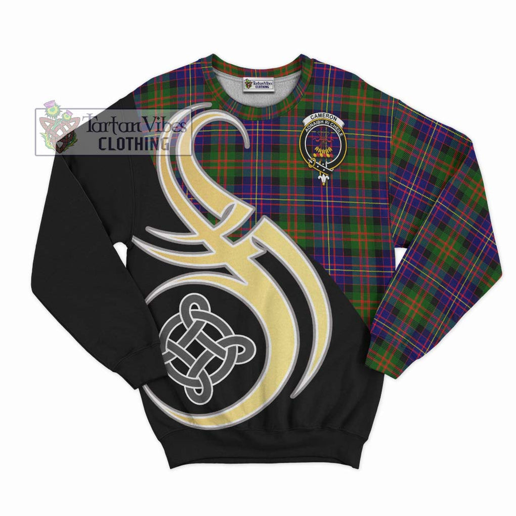 Cameron of Erracht Modern Tartan Sweatshirt with Family Crest and Celtic Symbol Style - Tartan Vibes Clothing