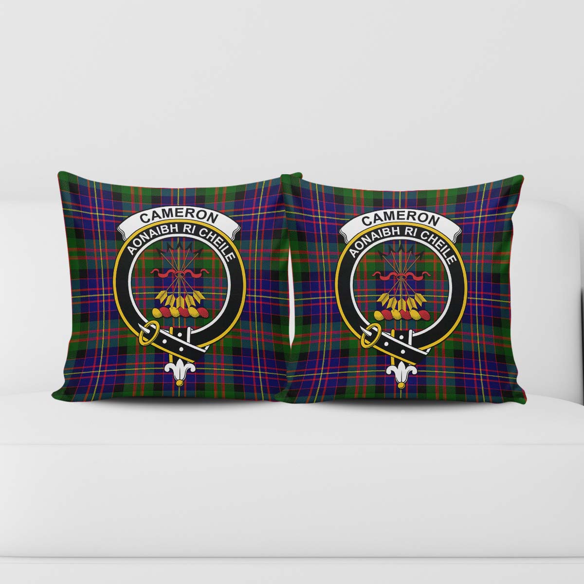 Cameron of Erracht Modern Tartan Pillow Cover with Family Crest - Tartanvibesclothing