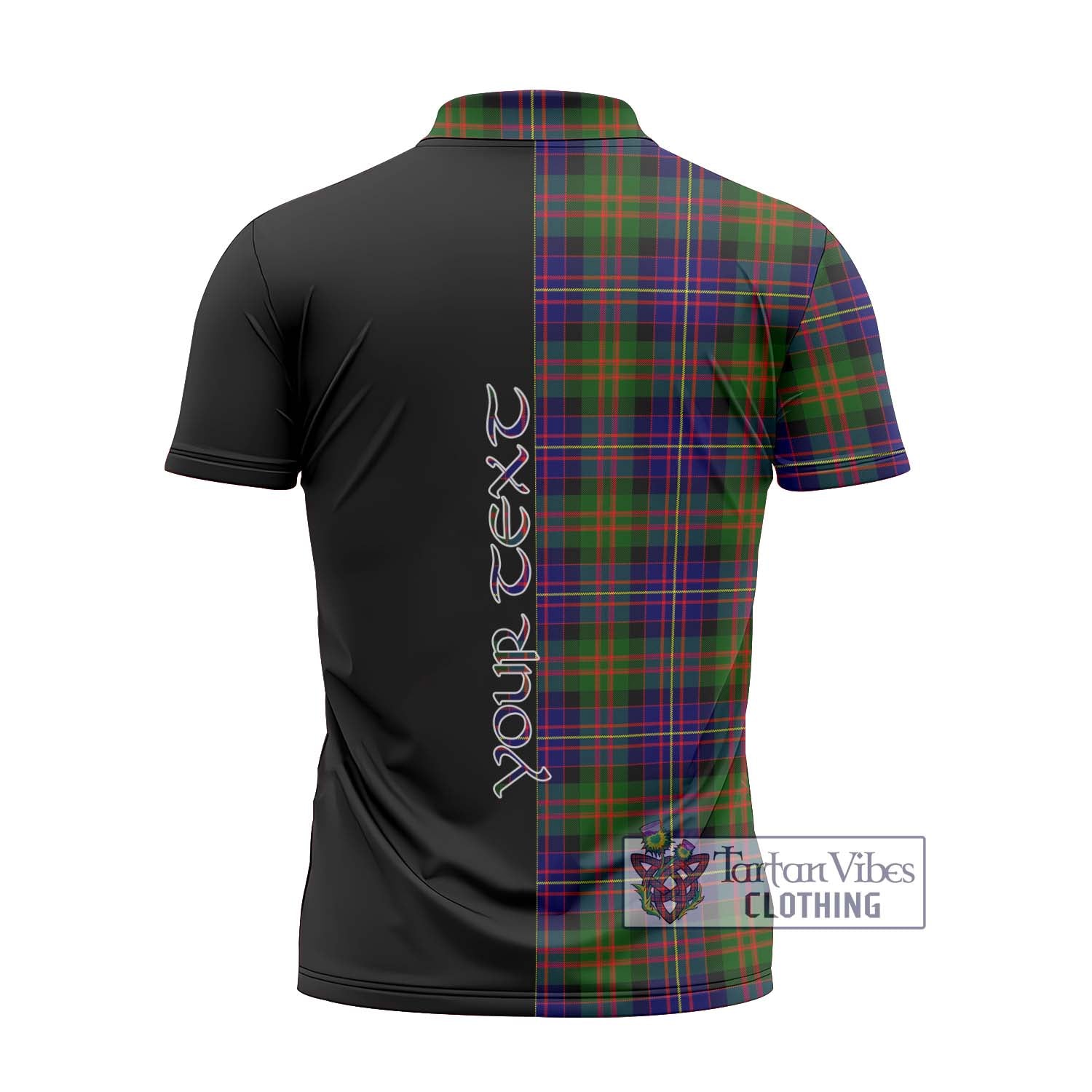 Cameron of Erracht Modern Tartan Zipper Polo Shirt with Family Crest and Half Of Me Style - Tartanvibesclothing Shop